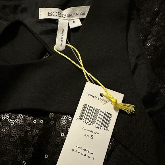 NEW BCBGeneration Black Sequin Keyhole Mini Dress – Women’s Size 8 (NWT) - Picture 3 of 7